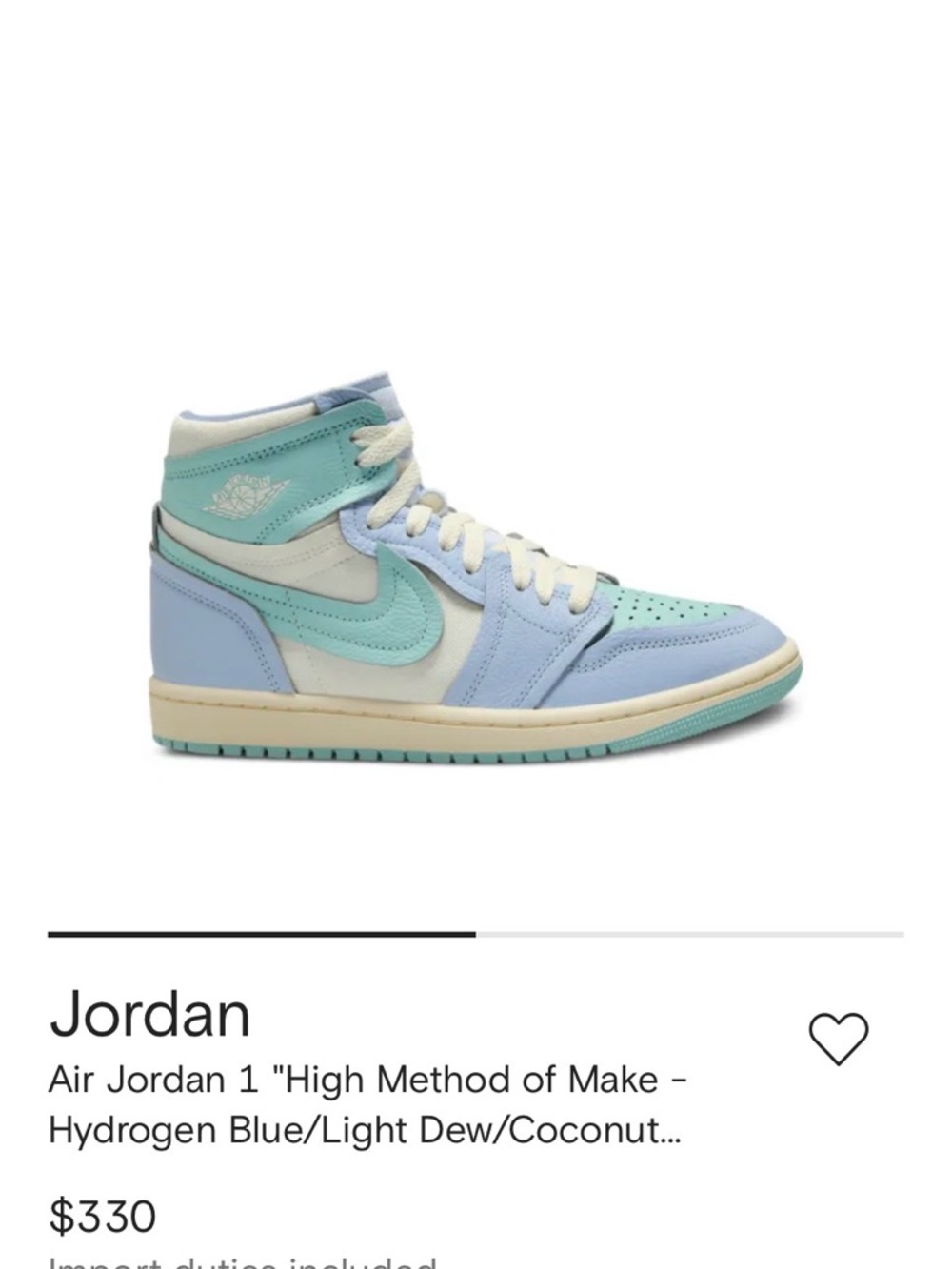 Jordan Air 1 High-Top Sneakers in Mint Green & Light Blue